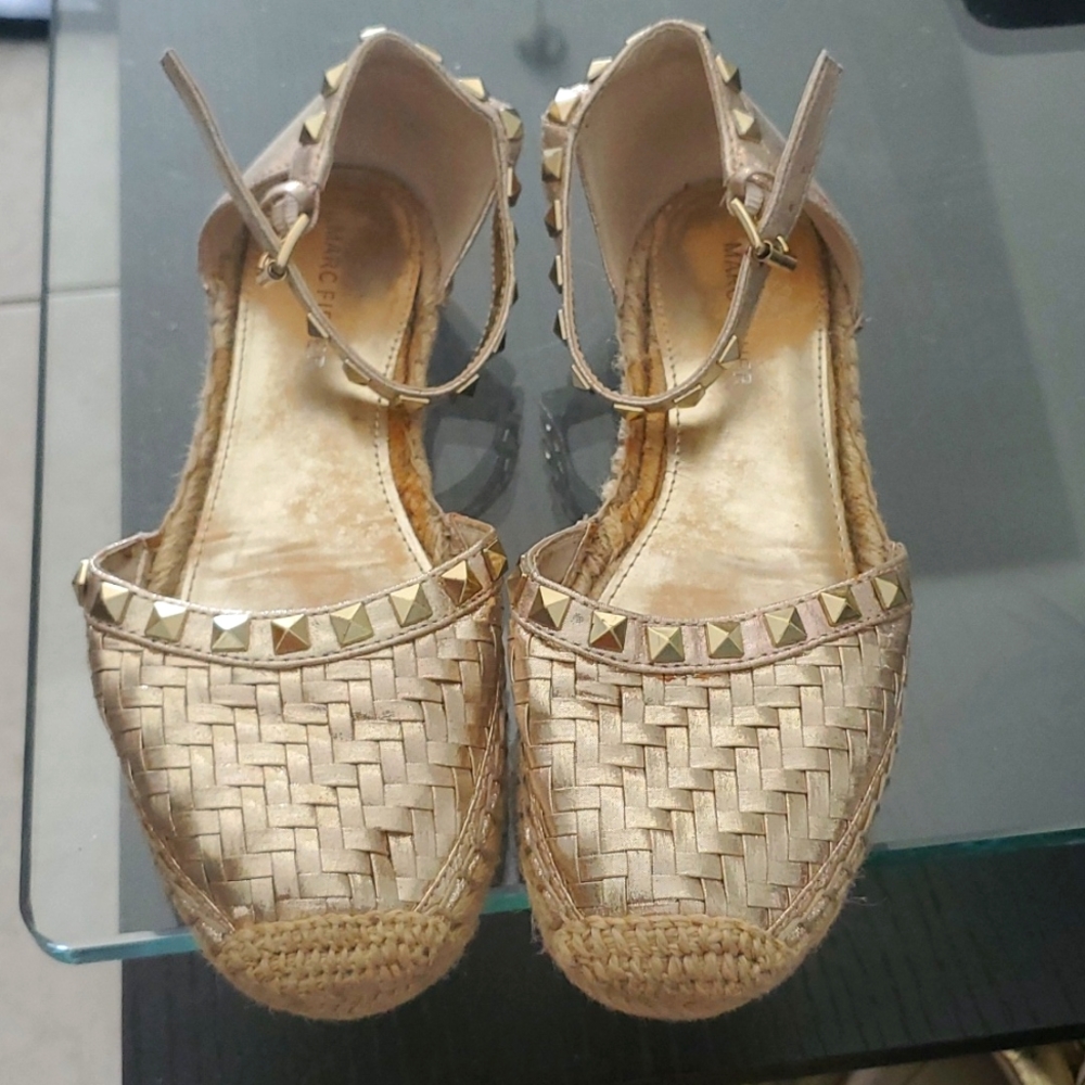 Flat Metallic Gold Espadrilles